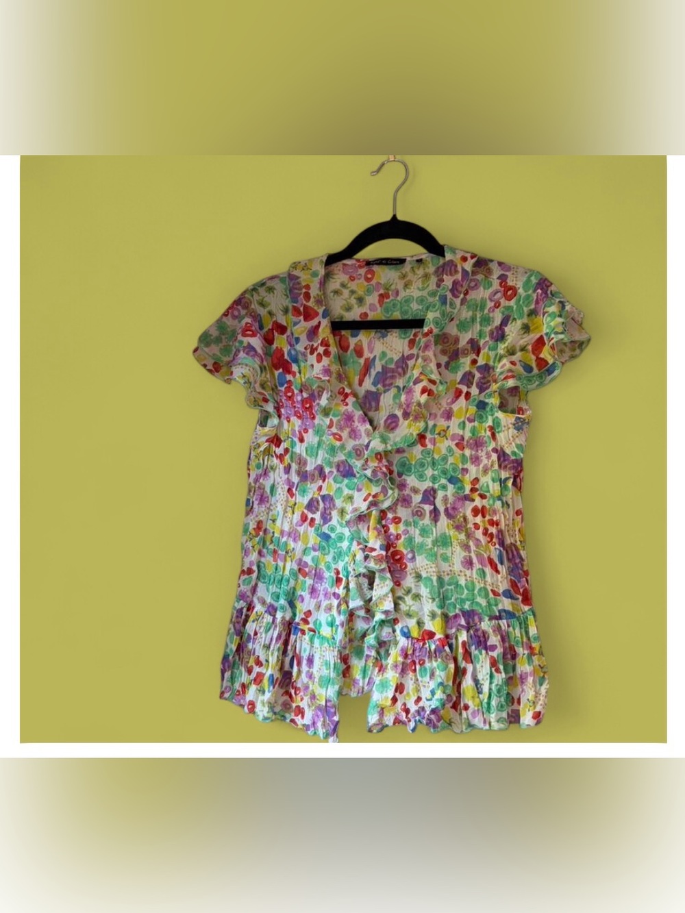 Vintage fruit and veggie print ruffle top